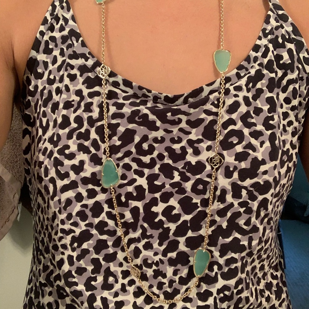 Kendra Scott Long Strand Gold & Light Blue